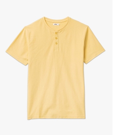 tee-shirt homme col tunisien en maille texturee jaune tee-shirtsD610101_4