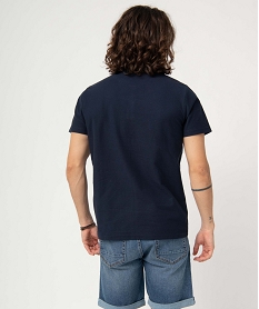 tee-shirt homme col tunisien en maille texturee bleu tee-shirtsD610201_3