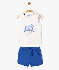 GEMO Ensemble bébé fille 2 pièces : short + débardeur imprimés bleu standard