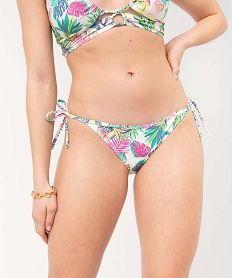 GEMO Bas de maillot de bain femme à liens côté imprimé tropical imprime tropical