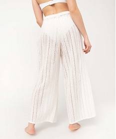pantalon de plage femme ample en crochet blancD612601_3