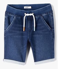 bermuda en denim avec ceinture en bord-cote garcon bleu vif shorts bermudas et pantacourtsD613101_4