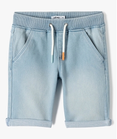 GEMO Bermuda en denim avec ceinture en bord-côte garçon blanc chine