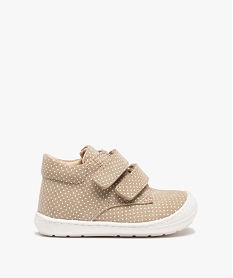 GEMO Baskets premiers pas bébé fille dessus cuir à pois – NA! Beige