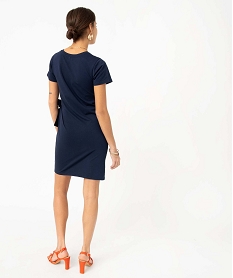robe tee-shirt femme avec noeud a la taille bleuD614201_3