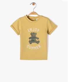 tee-shirt bebe garcon imprime avec manches courtes a revers - lulucastagnette jaune tee-shirts manches courtesD614701_2
