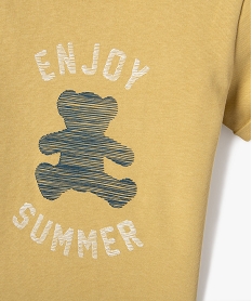 tee-shirt bebe garcon imprime avec manches courtes a revers - lulucastagnette jaune tee-shirts manches courtesD614701_3