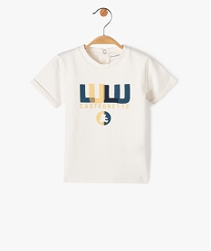 tee-shirt bebe garcon imprime avec manches courtes a revers - lulucastagnette beigeD614801_2