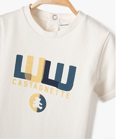tee-shirt bebe garcon imprime avec manches courtes a revers - lulucastagnette beigeD614801_3