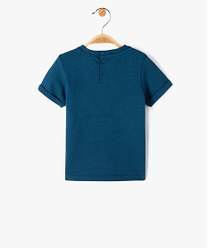 tee-shirt bebe garcon imprime avec manches courtes a revers - lulucastagnette bleuD614901_3