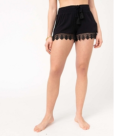 GEMO Short de plage avec finitions brodées femme noir standard