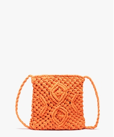 GEMO Sac bandoulière femme en maille tressée orange standard