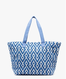 sac cabas femme en toile tissee grand format bleu sacs a mainD618301_1