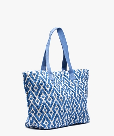 sac cabas femme en toile tissee grand format bleu sacs a mainD618301_2