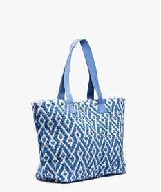 sac cabas femme en toile tissee grand format bleu standardD618301_2