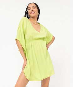 robe de plage femme avec dos en dentelle vert vetements de plageD620401_2