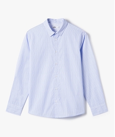 GEMO Chemise garçon à manches longues à fines rayures bleu standard