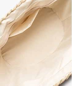 sac de plage femme en paille avec broderies et pompons beige standardD622801_4