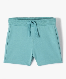 GEMO Short bébé garçon en maille avec ceinture bord-côte Bleu