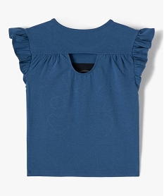 tee-shirt fille avec motif brode et volants sur les epaules - lulucastagnette bleu tee-shirtsD624901_3