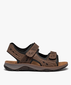 GEMO Sandales homme sport unies à scratch marron standard