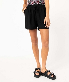 GEMO Short femme en maille fluide noir standard