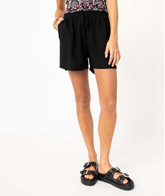 GEMO Short femme en maille fluide Noir