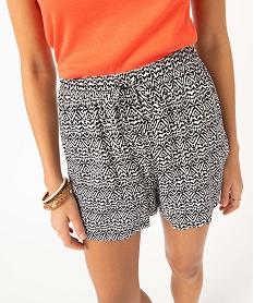 Short Femme Fluide Ceinture Elastiquée Orange