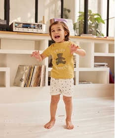 GEMO Bermuda bébé garçon en coton stretch imprimé - LuluCastagnette blanc chine
