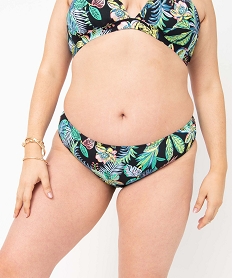 GEMO Bas de maillot de bain femme grande taille coupe classique imprime tropical
