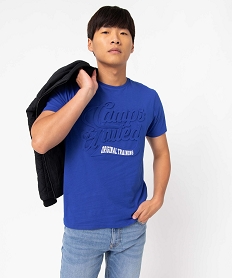 tee-shirt homme avec inscription gaufree - camps united bleu tee-shirtsD630101_1