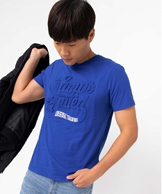 tee-shirt homme avec inscription gaufree - camps united bleu tee-shirtsD630101_2