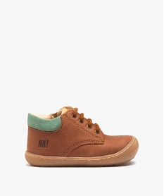 GEMO Chaussures premiers pas bébé garçon unies en cuir et à zip - NA! marron standard
