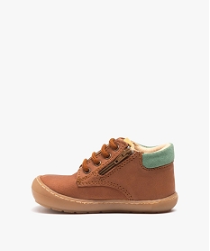 chaussures premiers pas bebe garcon unies en cuir et a zip - na! orangeD636701_3