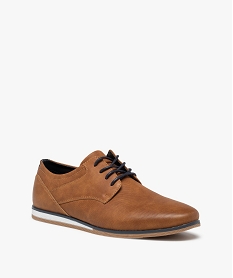 derbies garcon unis a semelle bicolore brun chaussures bassesD637101_2