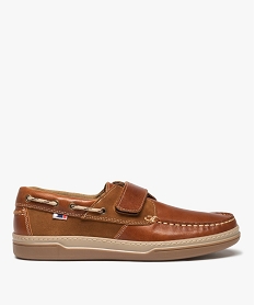 chaussures bateau homme en cuir fermeture a scratch orangeD637301_1