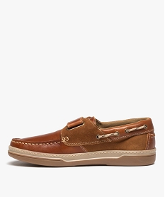 chaussures bateau homme en cuir fermeture a scratch orangeD637301_3