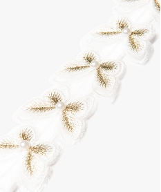 bandeau cheveux fille avec papillons brodes et perles blancD637701_2