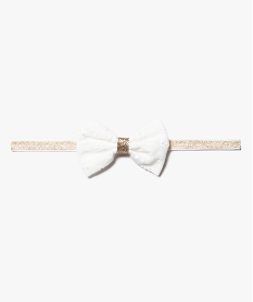 bandeau cheveux fille paillete avec noeud brode blancD638001_1