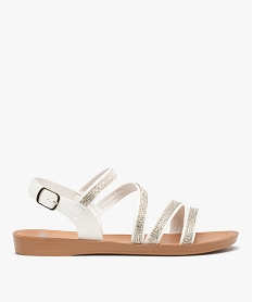 GEMO Sandales femme plates à brides strass unies Blanc