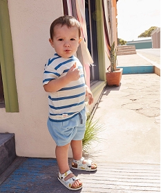 bermuda bebe garcon en maille unie a taille elastiquee bleuD639901_4