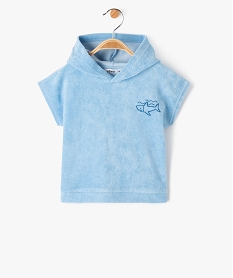 tee-shirt bebe a manches courtes et capuche en eponge bleuD640201_1