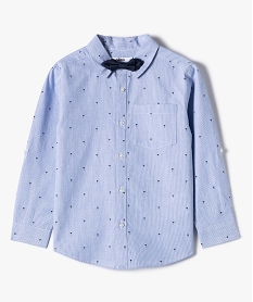 chemise garcon rayee avec motifs palmiers et noeud papillon bleu chemisesD641001_2