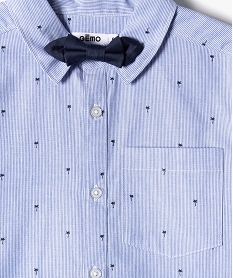chemise garcon rayee avec motifs palmiers et noeud papillon bleuD641001_3