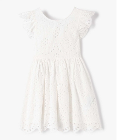 GEMO Robe fille en broderie anglaise à manches courtes Beige