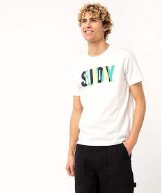 GEMO Tee-shirt homme imprimé à manches courtes Blanc