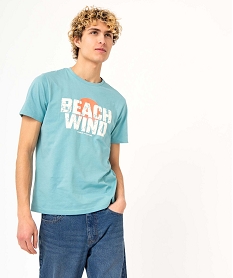 tee-shirt homme a manches courtes imprime en relief bleu tee-shirtsD644701_1