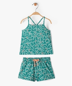 ensemble bebe fille 2 pieces a motifs palmiers   debardeur et short vert shortsD645201_1