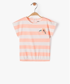 tee-shirt bebe fille a rayures avec bas elastique roseD645501_1
