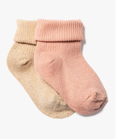 GEMO Chaussettes bébé fille en maille côtelée pailletée (lot de 2) rose standard